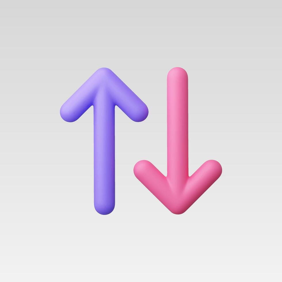 3d Realistic Up and Down Arrow Icon Illustration vector