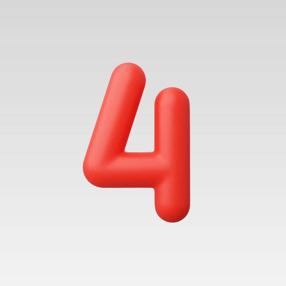 3d Realistic Number 4 Illustration vector