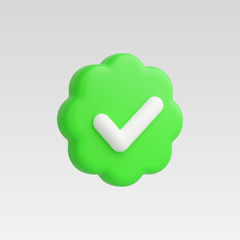 3d Realistic Green Approved Icon vector