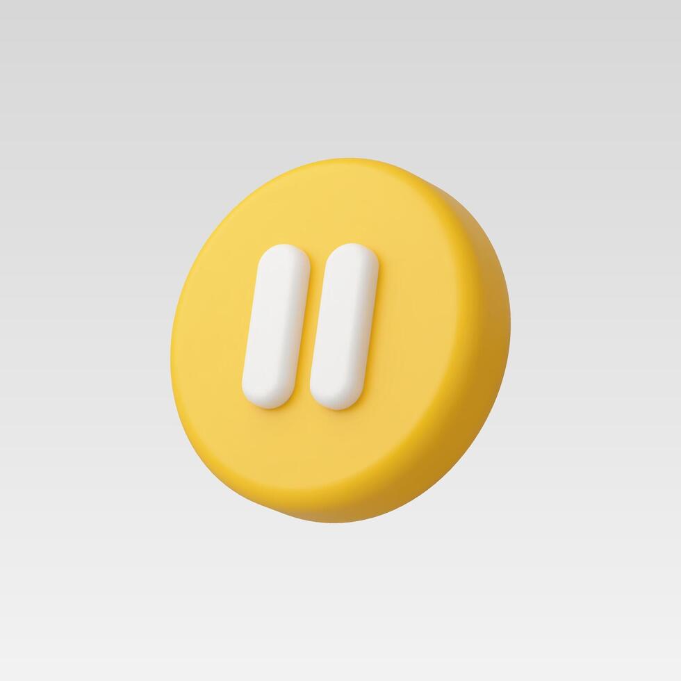 3d Realistic Yellow Pause Icon vector