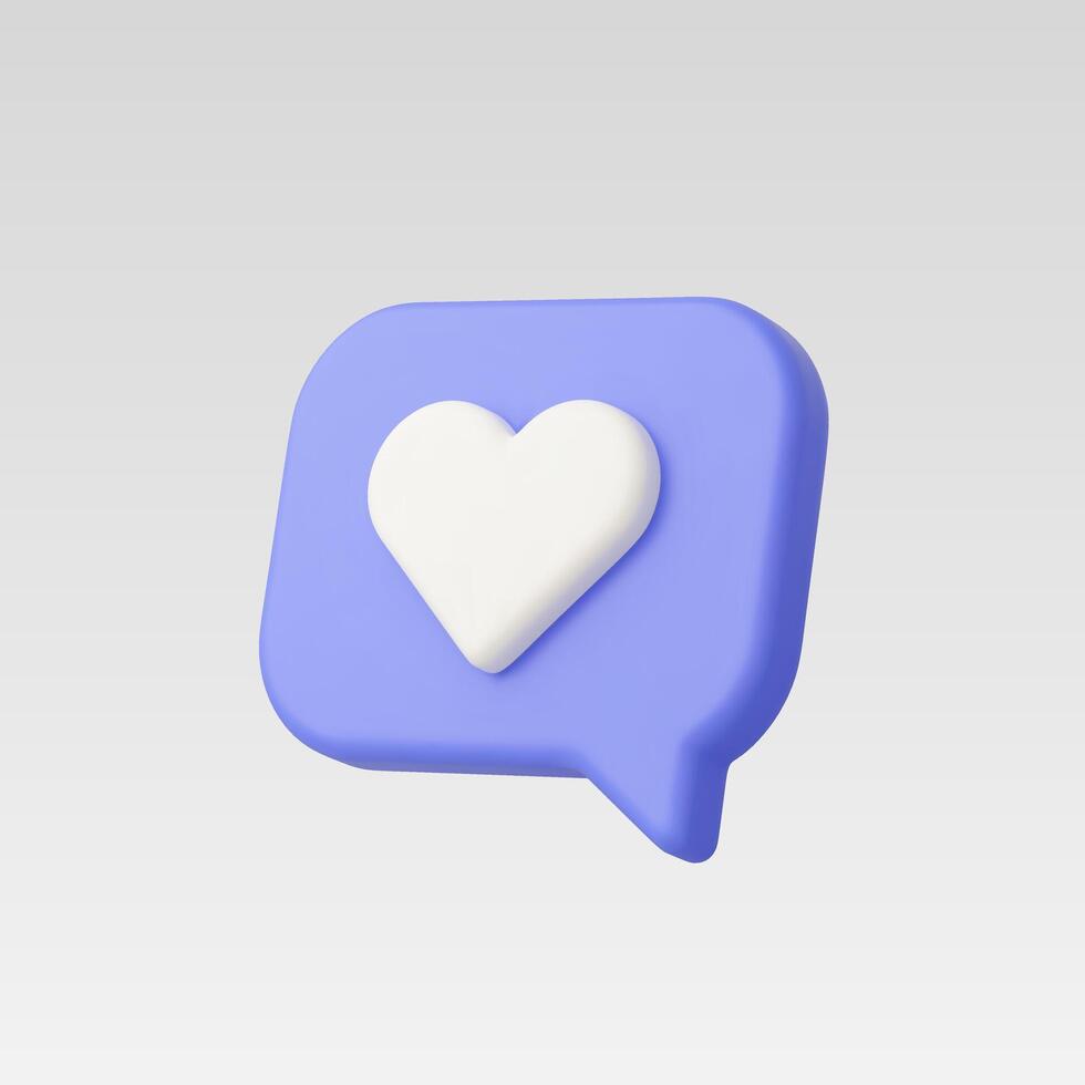 3d Realistic Like icon or Message Heart vector