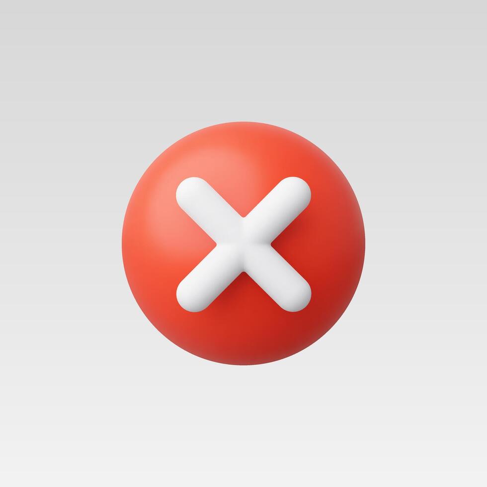 3d Realistic Red Cross checkmark vector