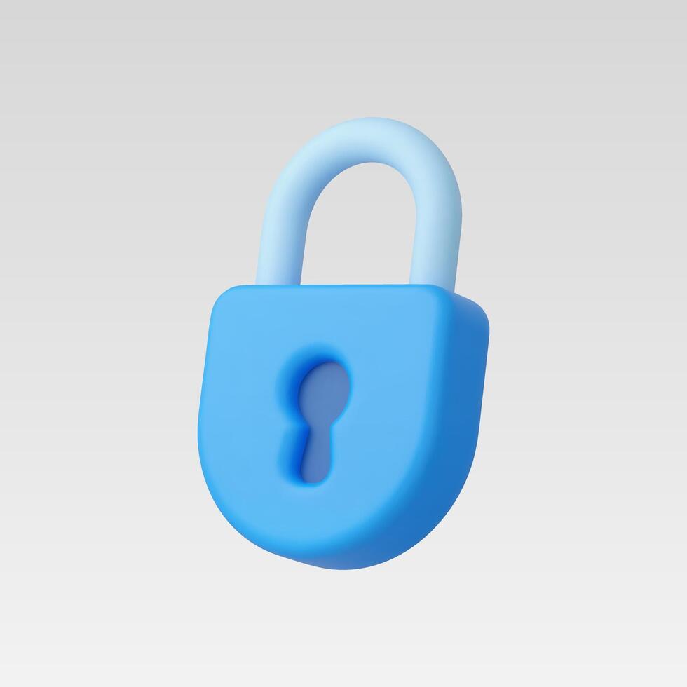 3d Realistic Blue Locked Padlock vector