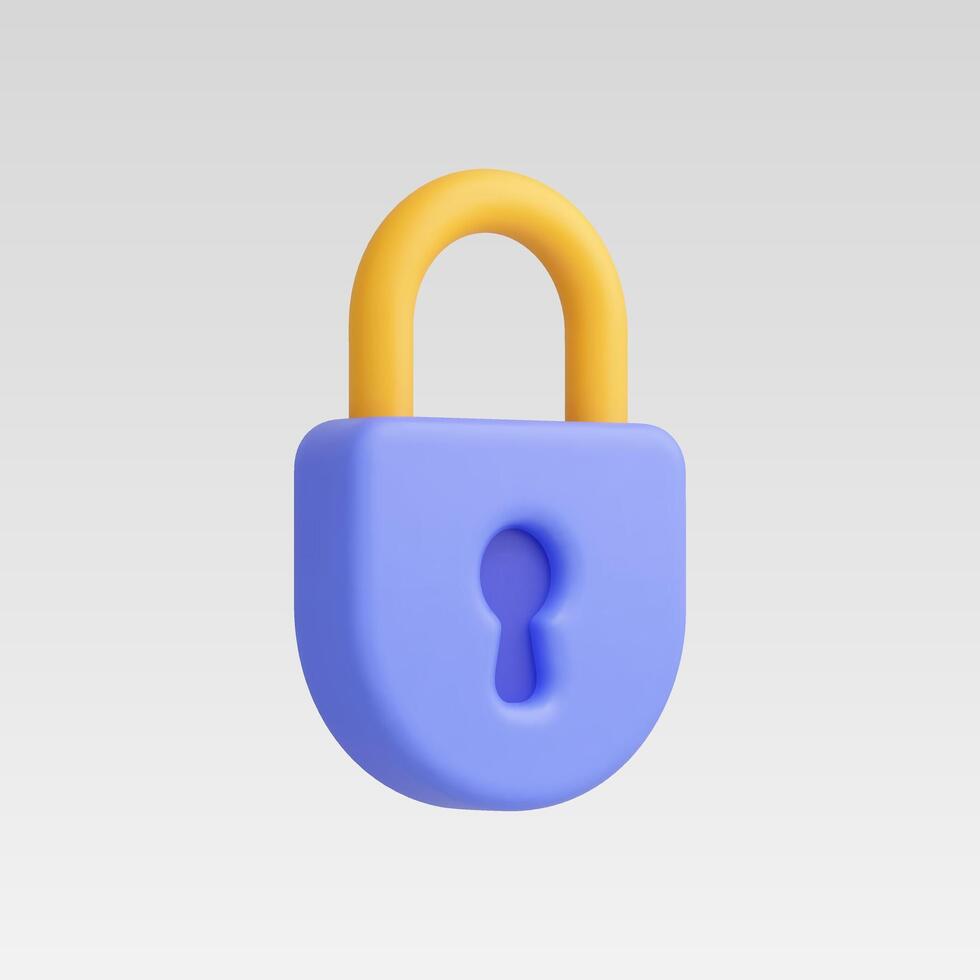3d Realistic Purple Locked Padlock vector