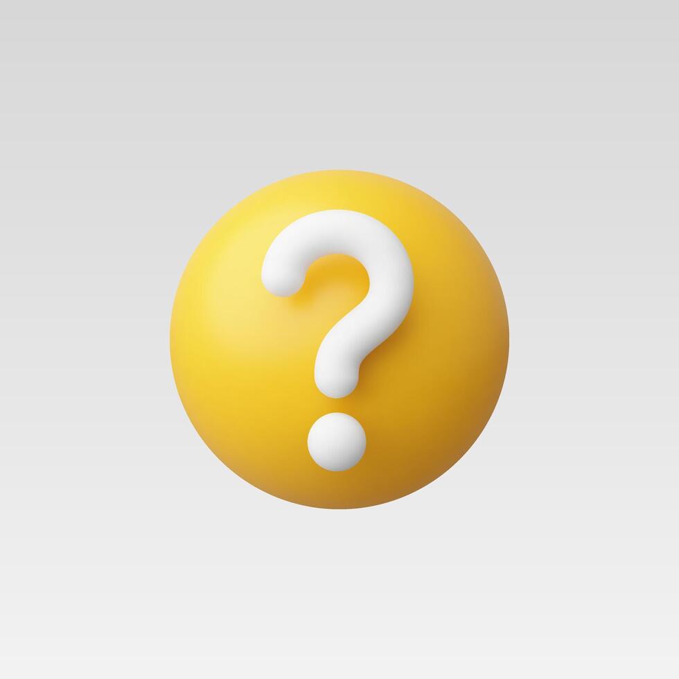 3d Realistic Yellow Question mark vector