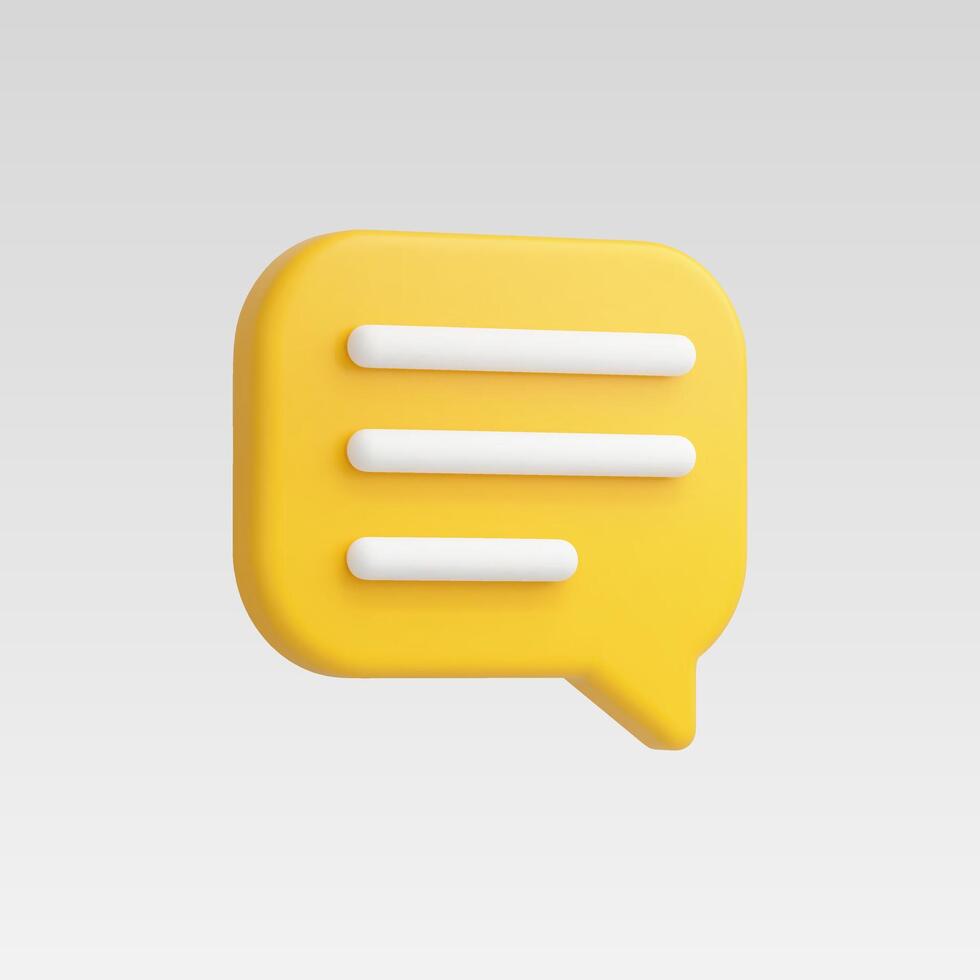 3d Realistic Yellow Message Icon vector