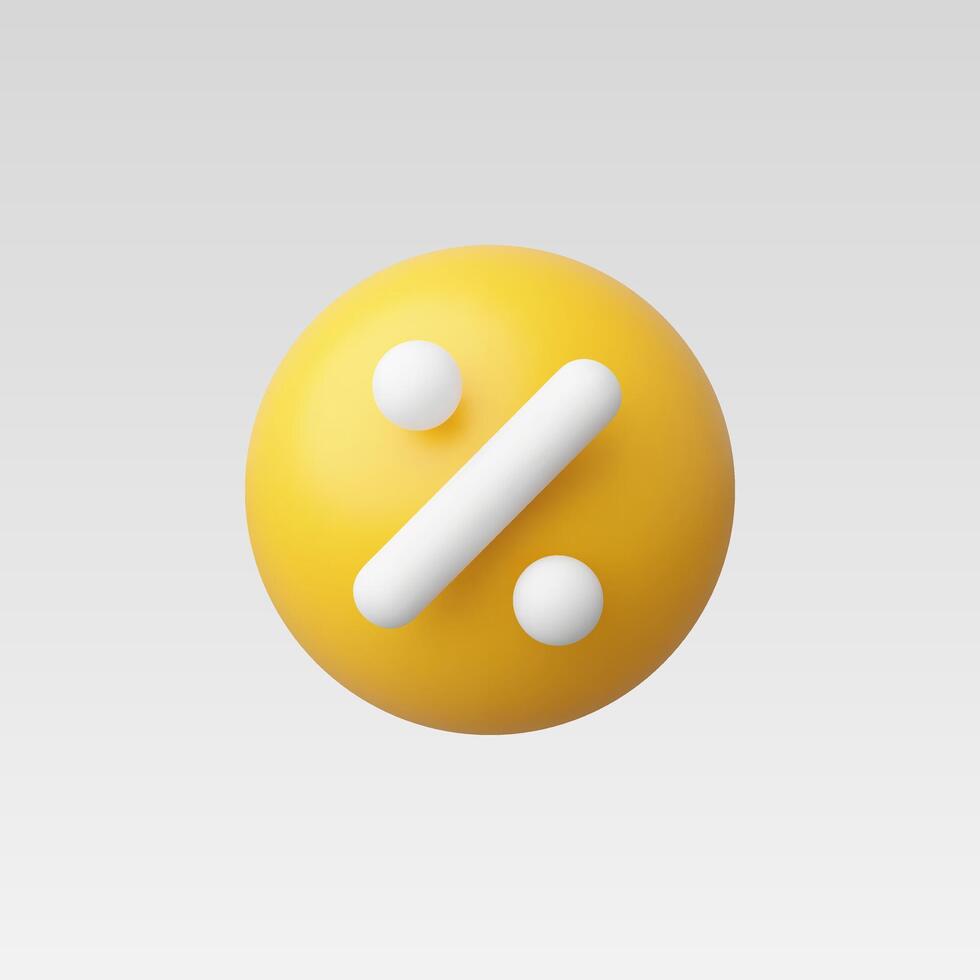 3d Realistic Percentage icon vector