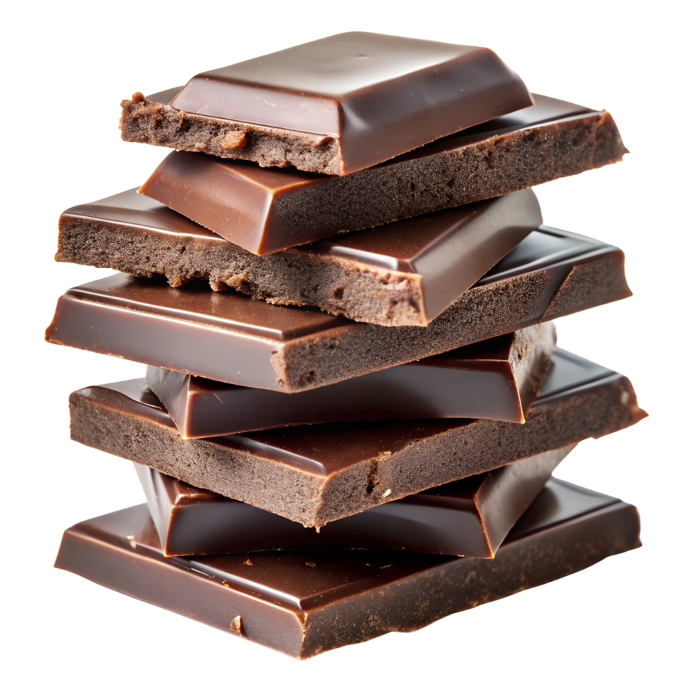 Stack of Dark Chocolate Pieces Rich and Delicious Cocoa Treat Isolated on Transparent Background png