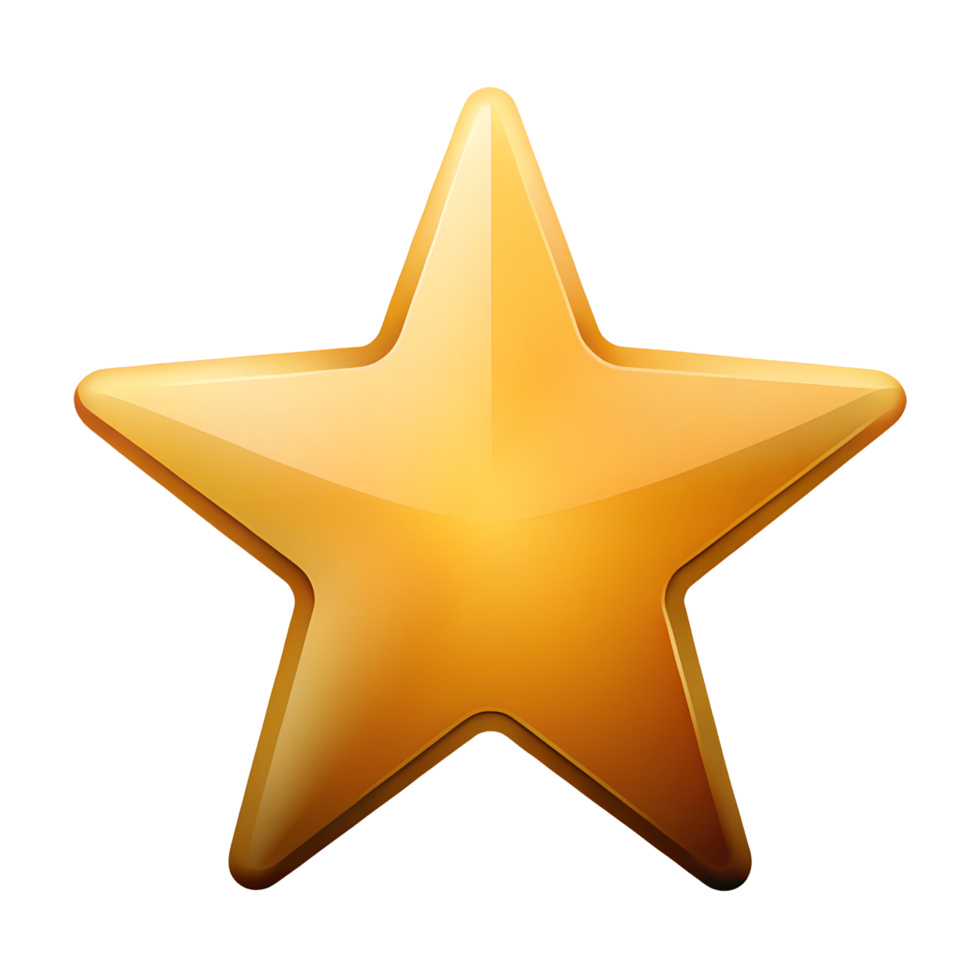 Minimalist Golden Gradient Star Icon 3D Render Ratings Symbol On Transparent Background png