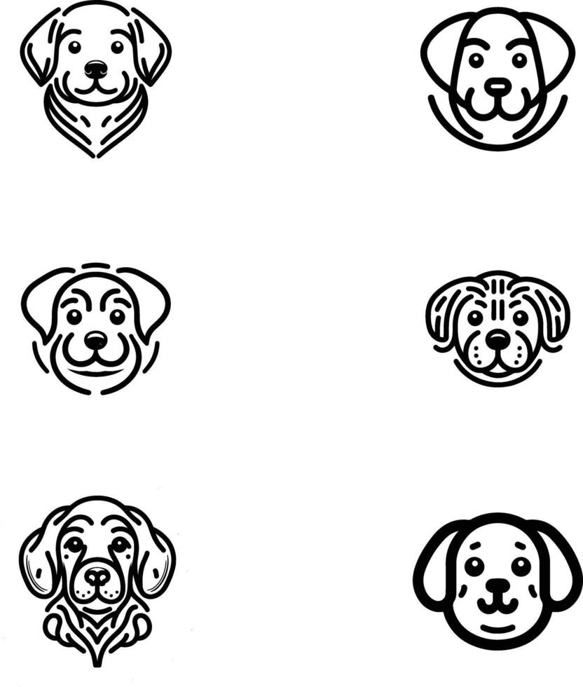 PA SET OF DOG LINE ART DESIGN ON WHITE BACKGROUND vector