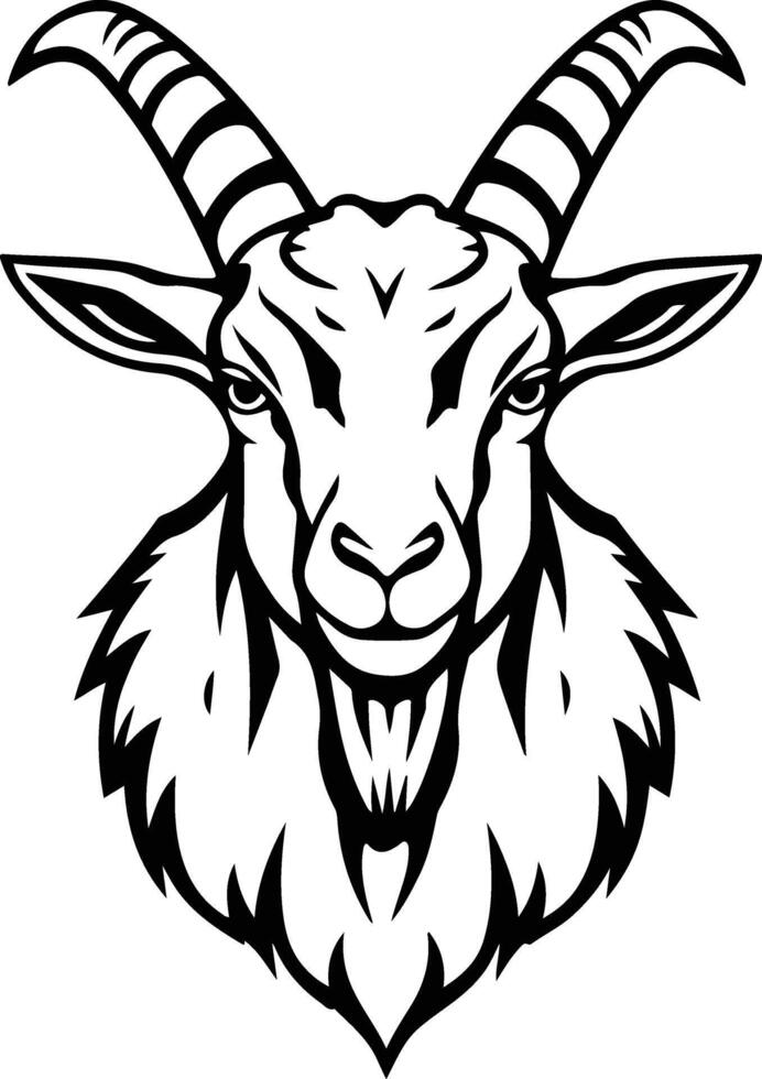 Detailed Goat Face Line Art vector