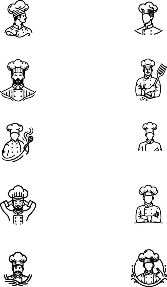 PriA logo design set line art shape of chef on awhite background vector