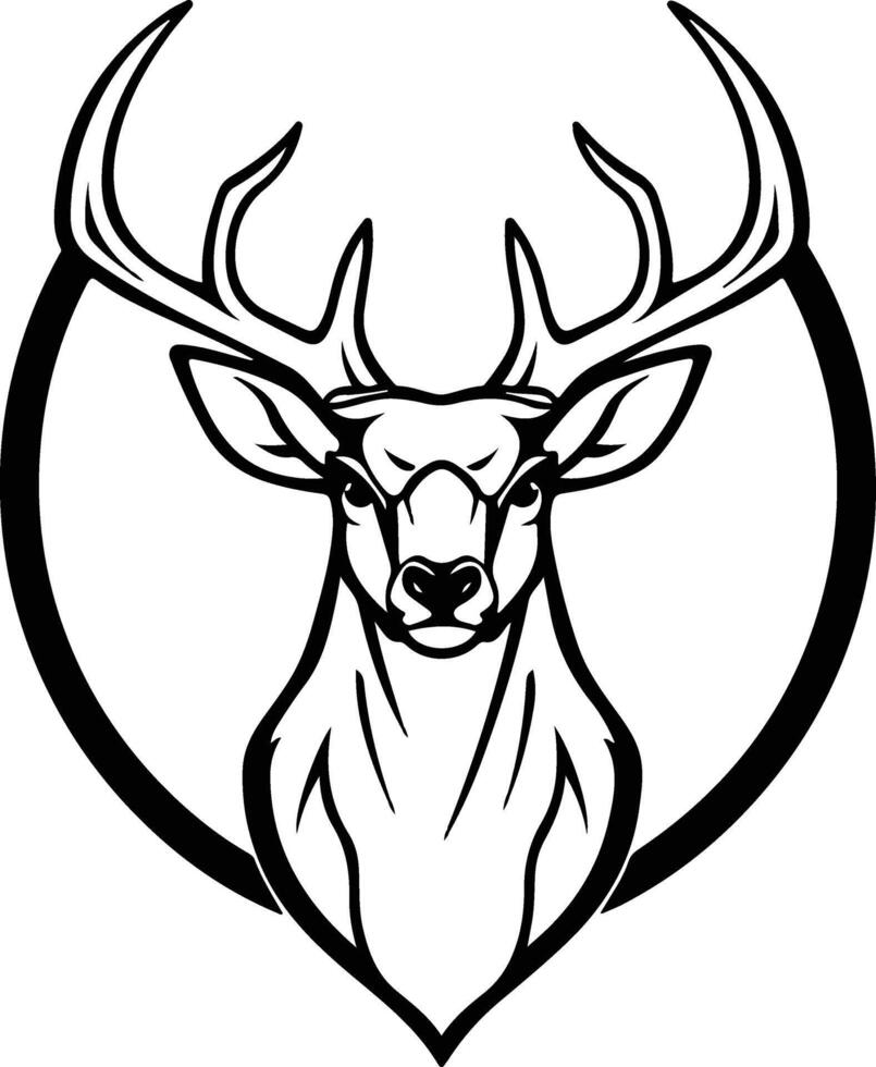 Deer head in circle with antlers vector