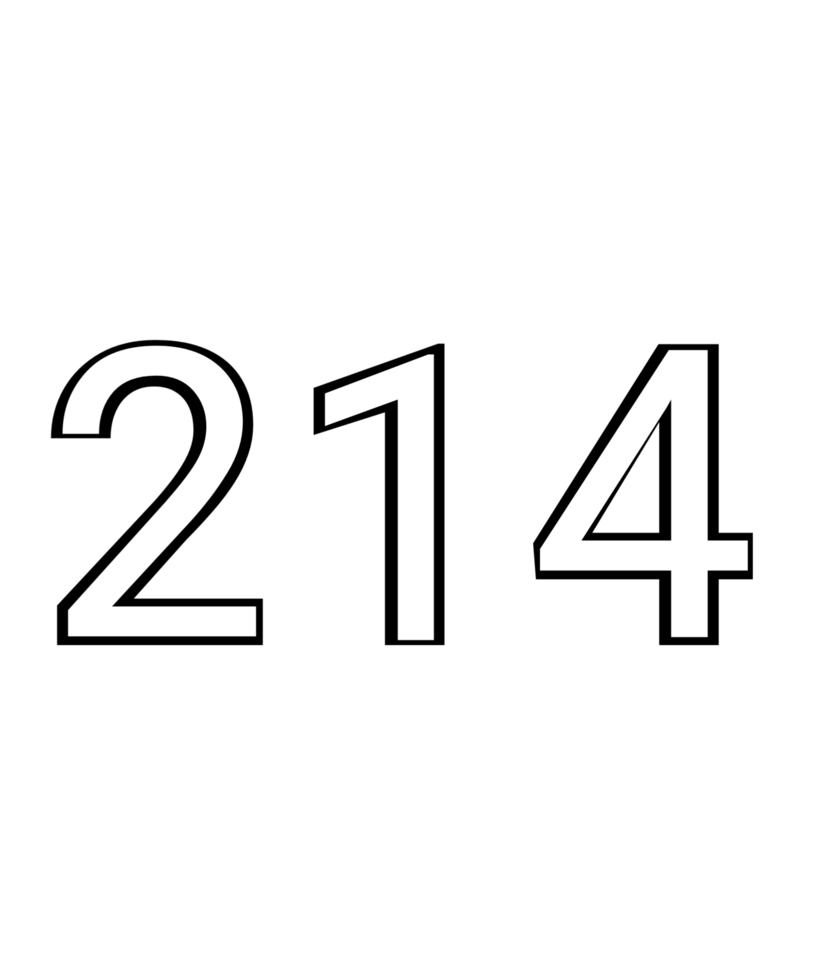 Black and white color numbers 214 png