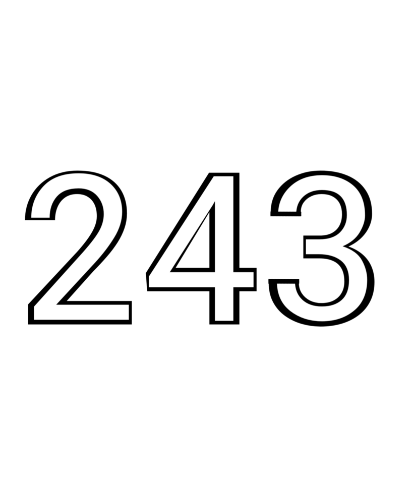 Black and white color numbers 243 png