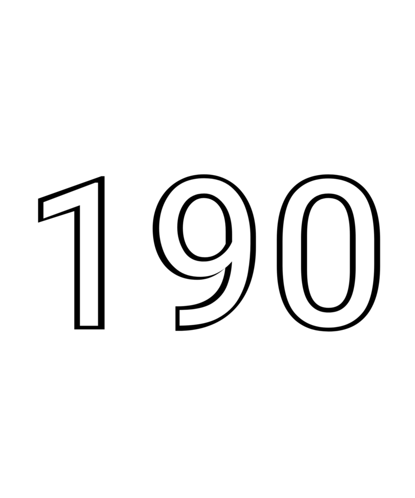 Black and white color numbers 190 png