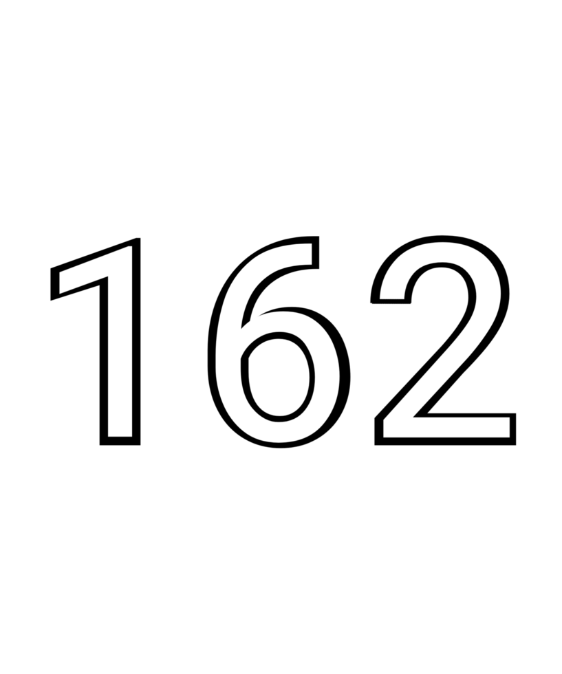 Black and white color numbers 162 png