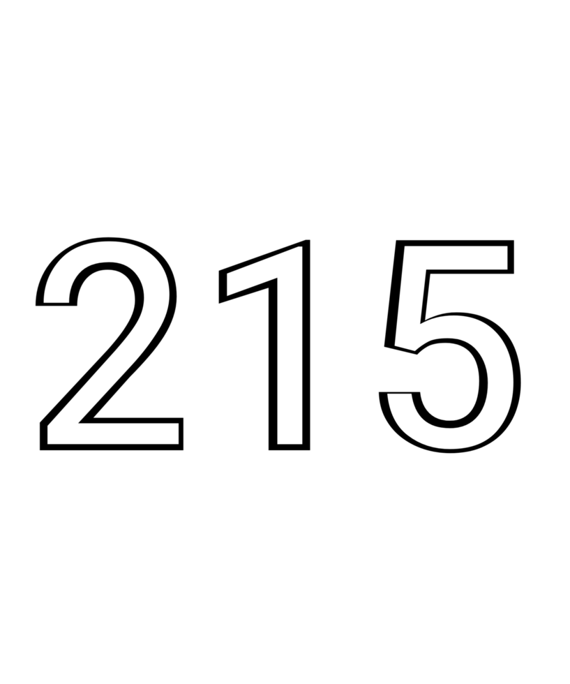 Black and white color numbers 215 png