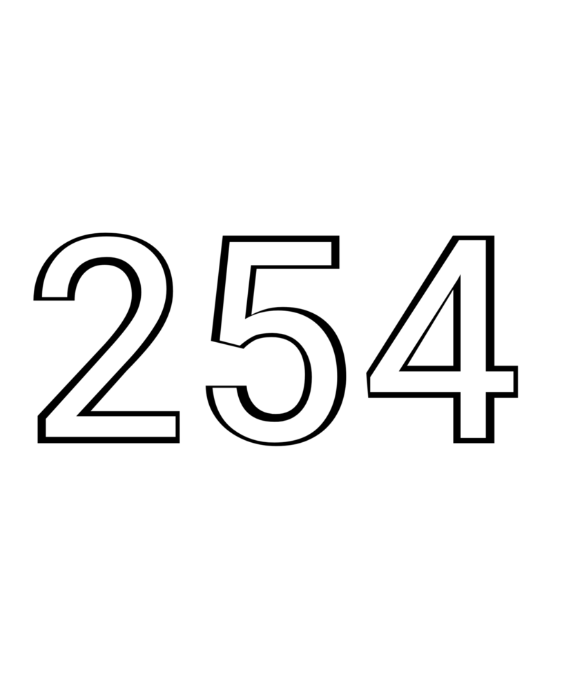 Black and white color numbers 254 png