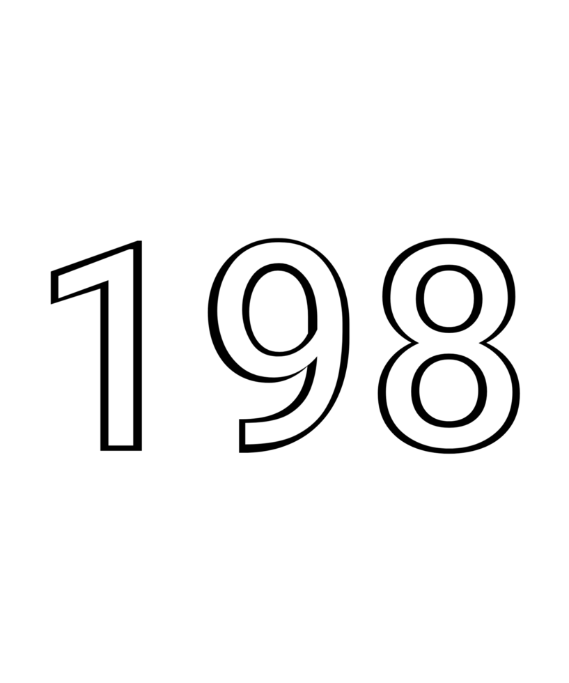 Black and white color numbers 198 png