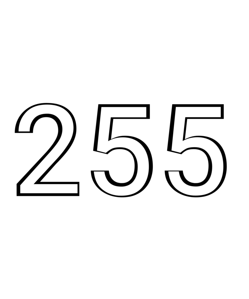 Black and white color numbers 255 png