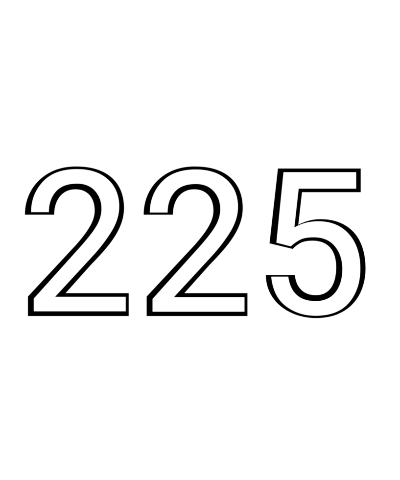 Black and white color numbers 225 png