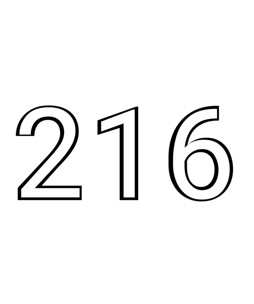 Black and white color numbers 216 png