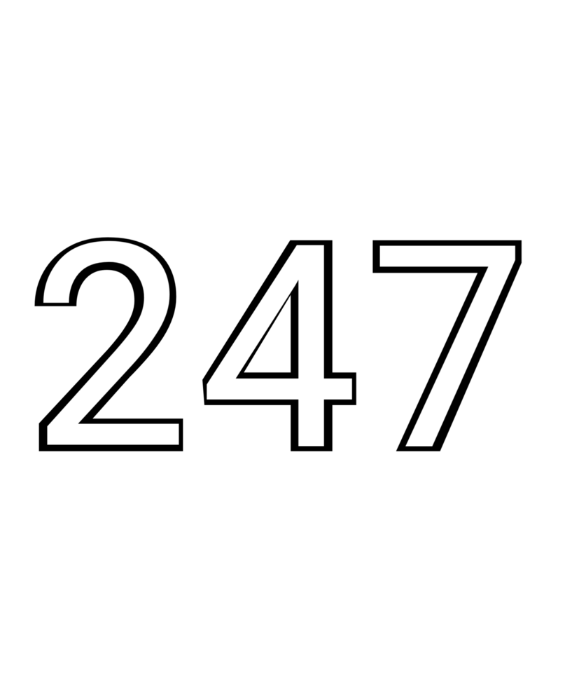 Black and white color numbers 247 png