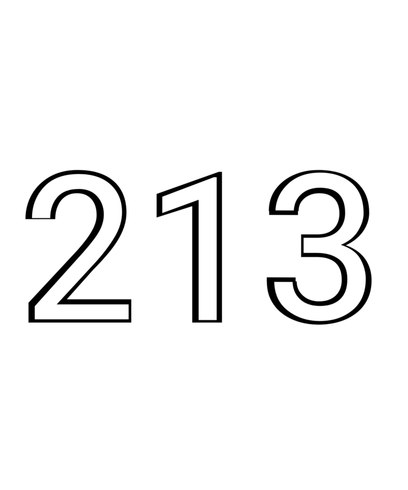 Black and white color numbers 213 png