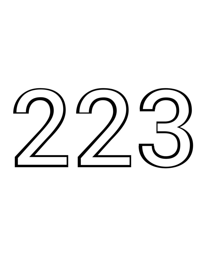 Black and white color numbers 223 png