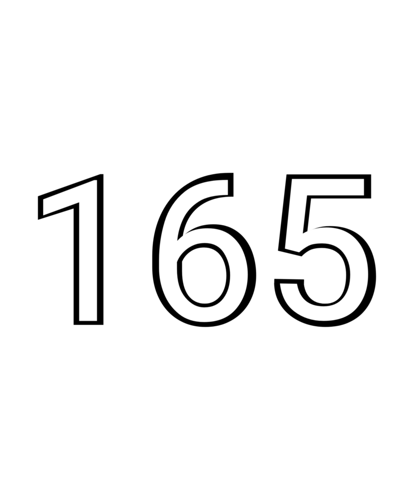 Black and white color numbers 165 png