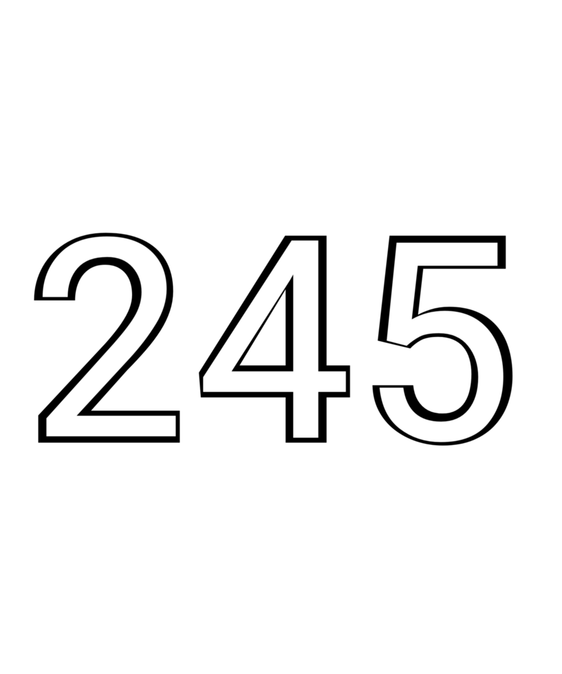 Black and white color numbers 245 png