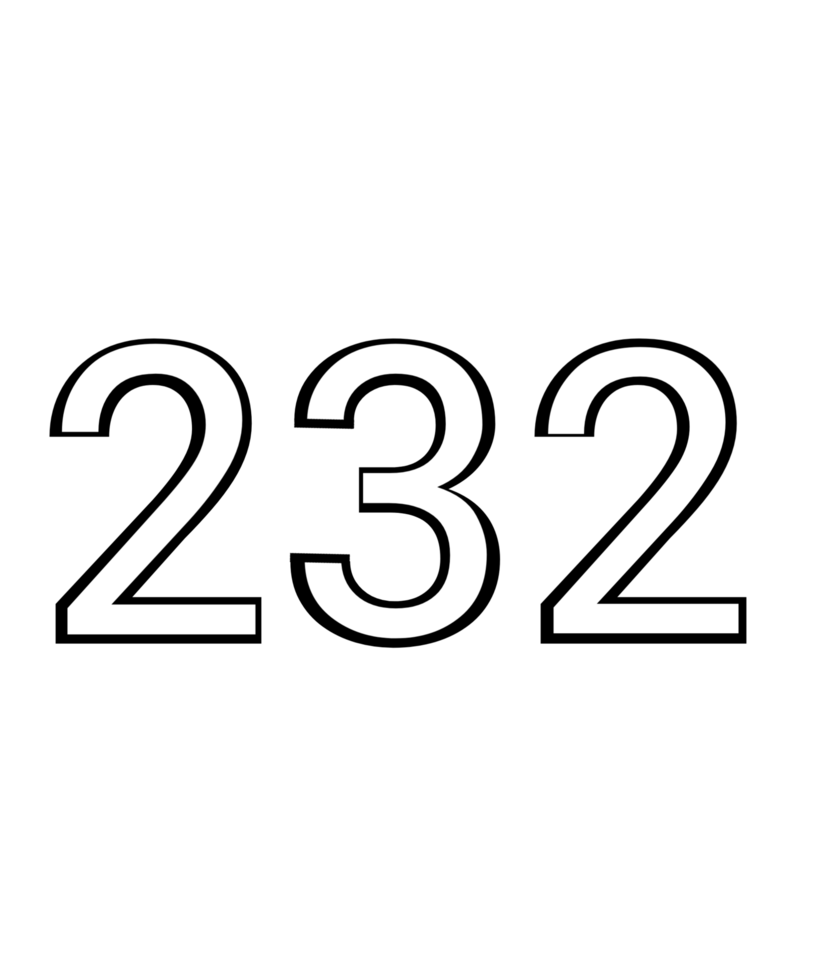 Black and white color numbers 232 png