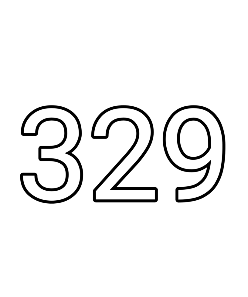 Black and white color numbers 329 png