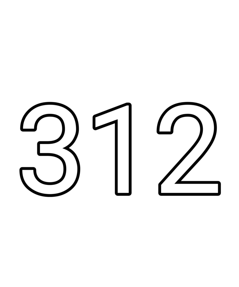 Black and white color numbers 312 png