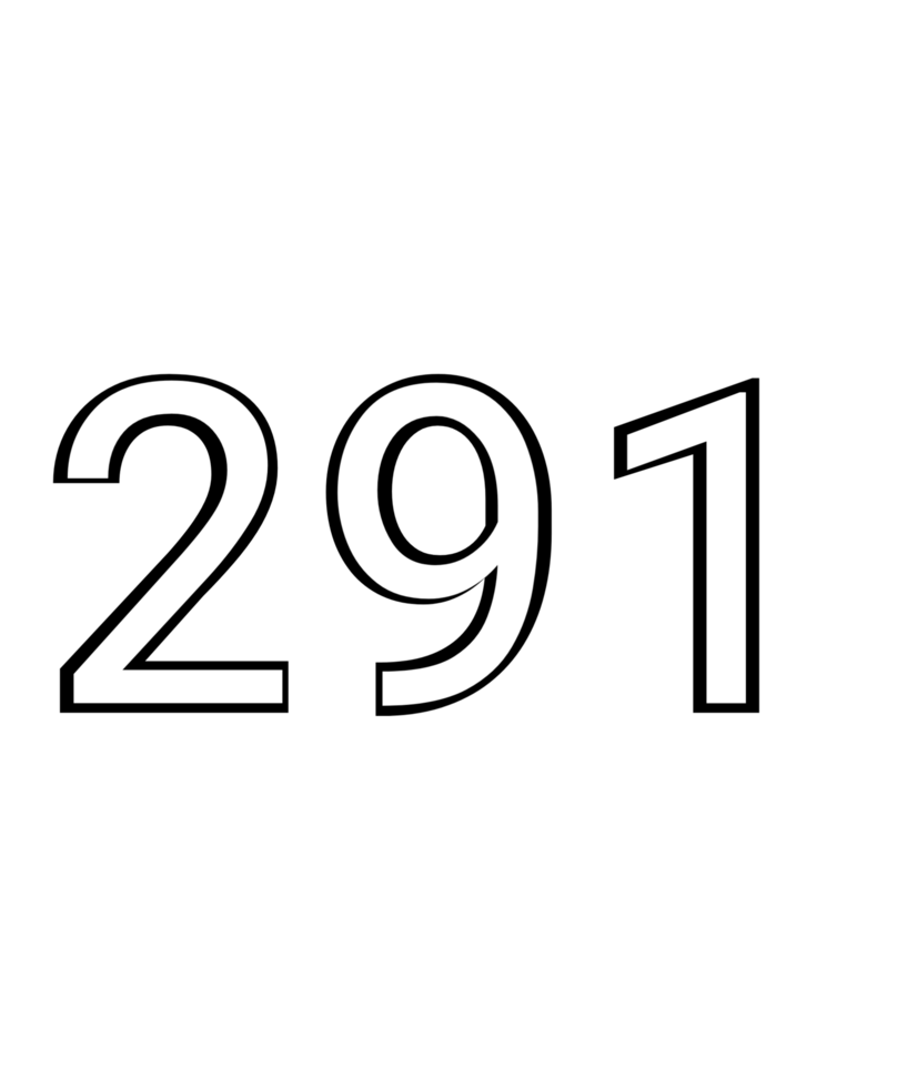 Black and white color numbers 291 png