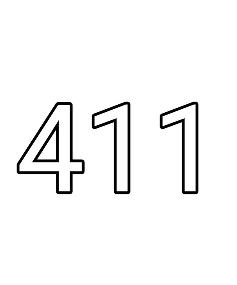 Black and white color numbers 411 png