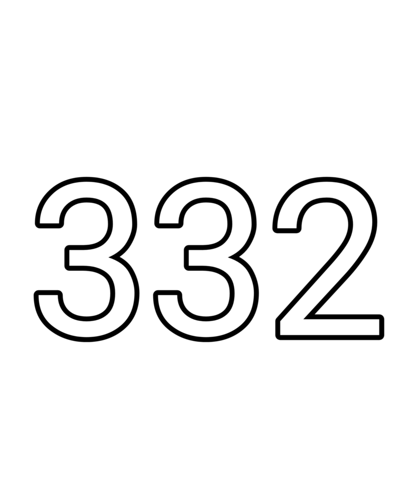 Black and white color numbers 332 png
