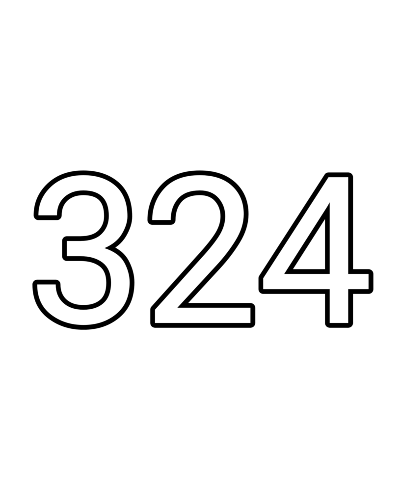 Black and white color numbers 324 png