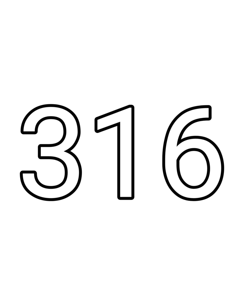 Black and white color numbers 316 png