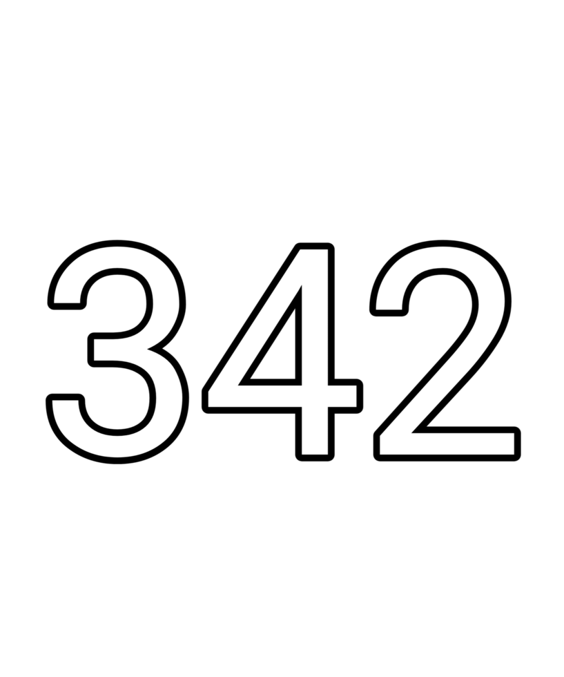 Black and white color numbers 342 png