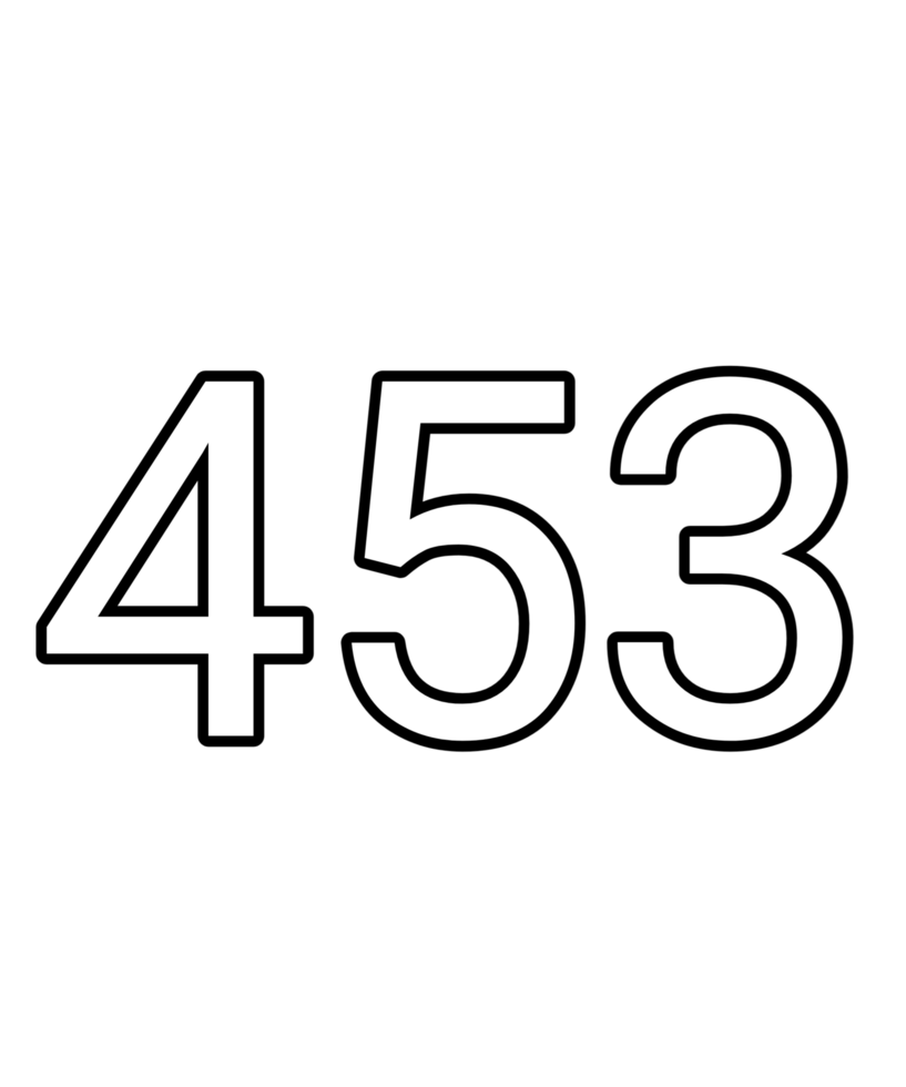 Black and white color numbers 453 png