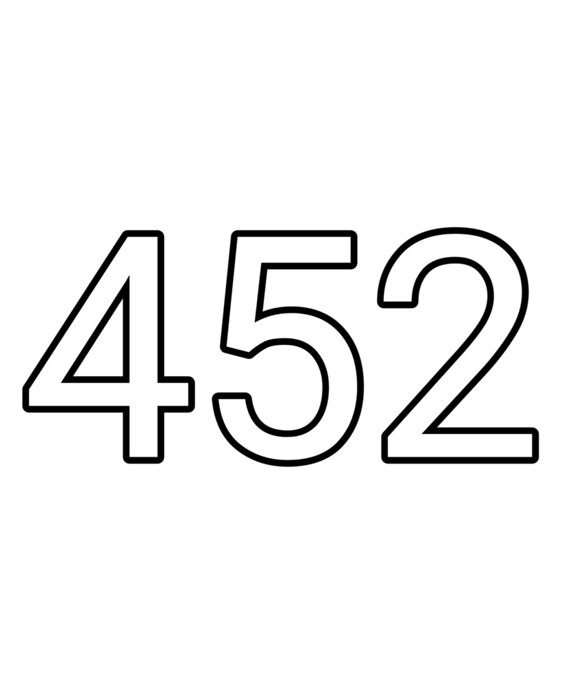 Black and white color numbers 452 png