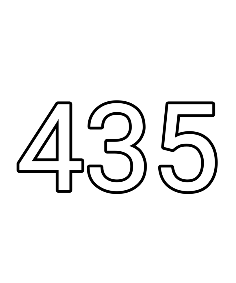 Black and white color numbers 435 png