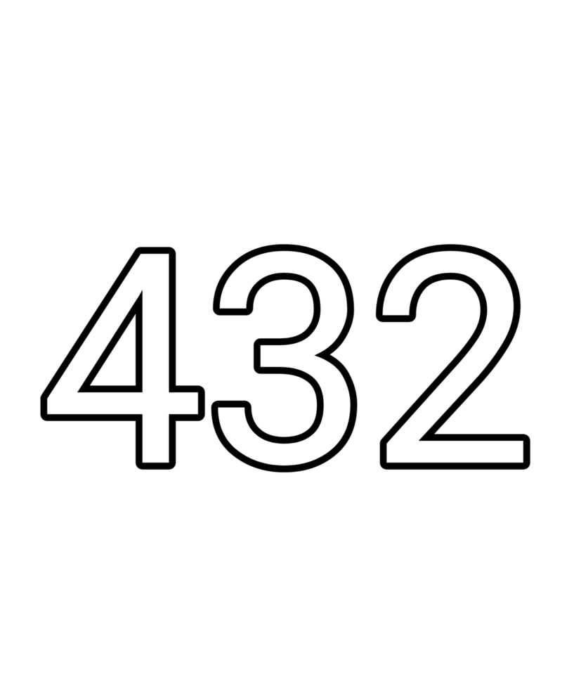 Black and white color numbers 432 png
