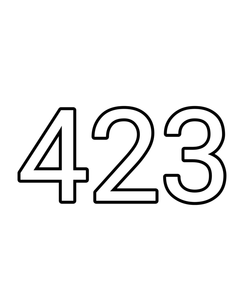Black and white color numbers 423 png