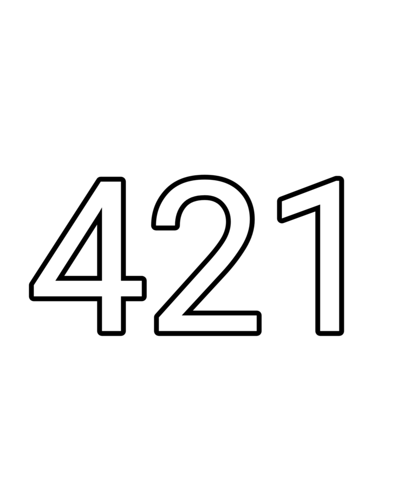 Black and white color numbers 421 png
