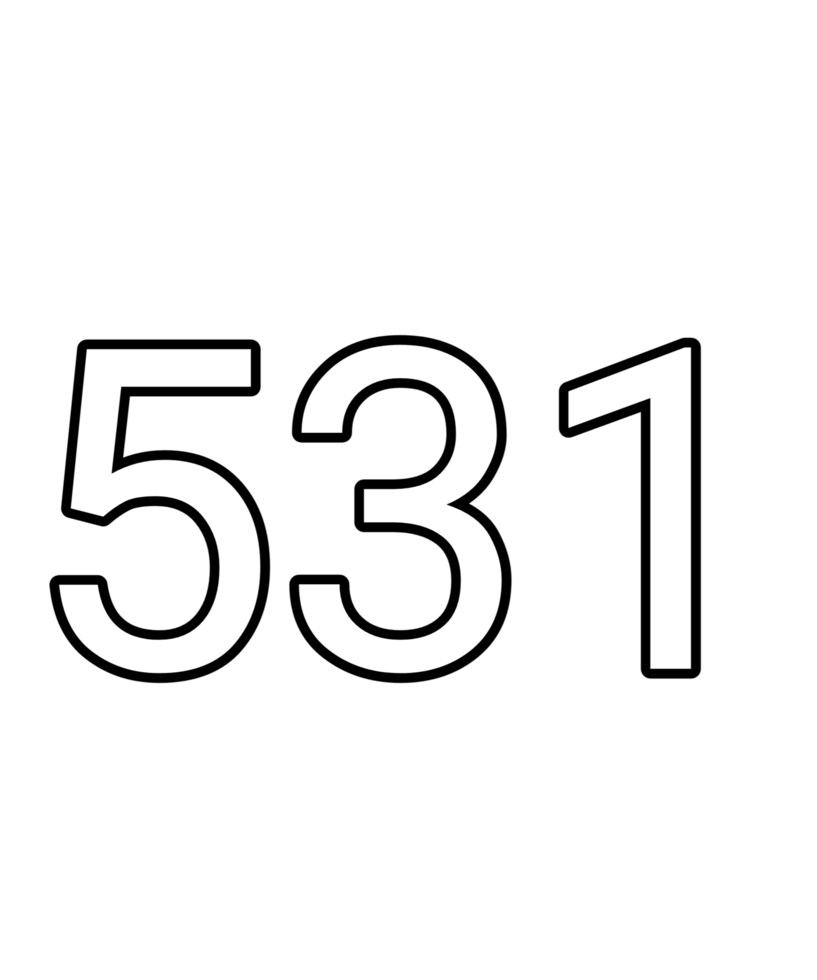Black and white color numbers 531 png