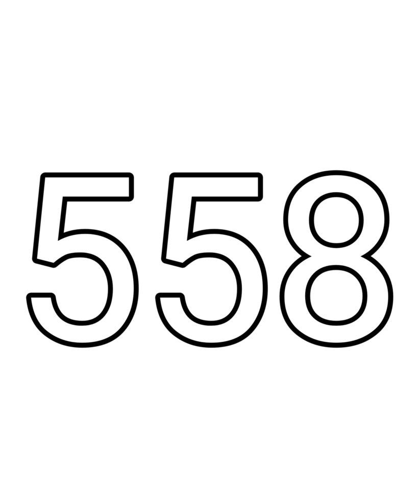 Black and white color numbers 558 png