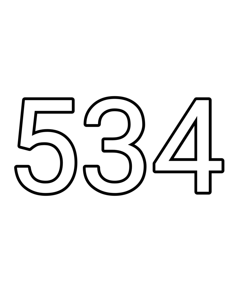 Black and white color numbers 534 png